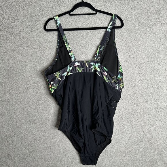 Daci Flamingo Plus Size One Piece Swimsuit 22W Mesh Tropical‎ Beach Resort - Picture 4 of 10